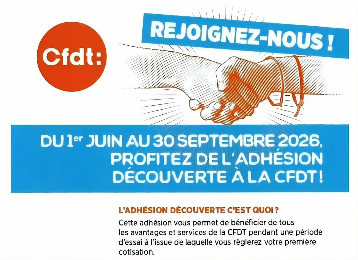 CFDT Adhésion Découverte 2026 : testez le syndicat gratuitement jusqu'au 30 septembre